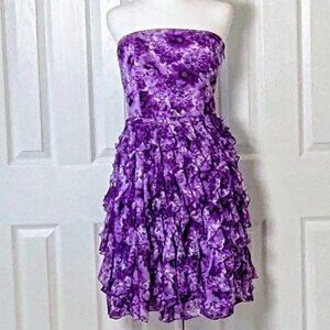 WHITE HOUSE BLACK MARKET Women's Strapless Dress Size 4 Purple Print NWOT
